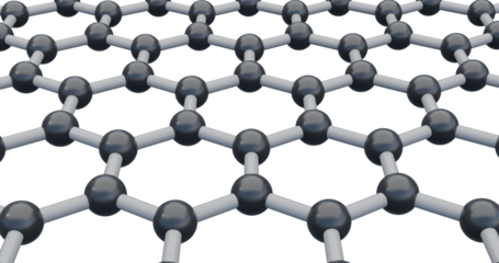 Graphene molecule close up. 3D Molecular model of graphene