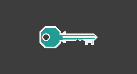 Teal key on gray