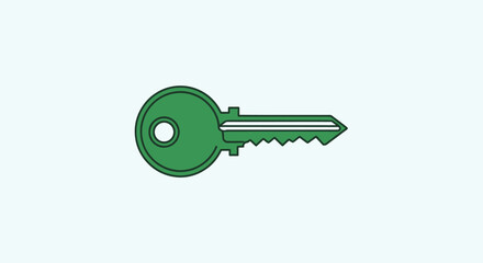 Green key with jagged edge on white background