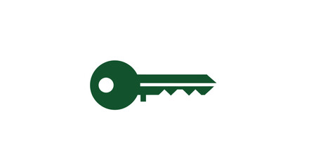 A single green key, side view, centered on white