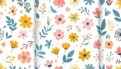 Delicate floral patterns on white background