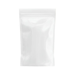 Blank White Stand Up Pouch Bag with Zipper resealable isolated on a transparent background