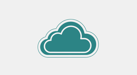 Teal cloud icon with white outline, on a light gray background