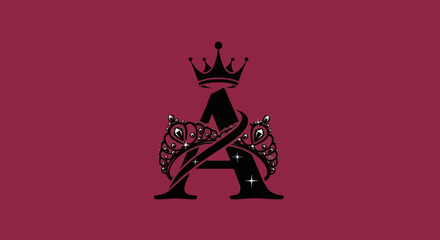 Crowned A on burgundy