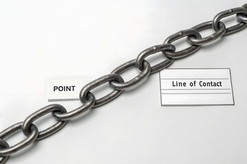 Obraz premium Close up of steel metal chain with links on white background