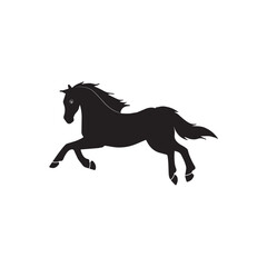Black Stallion Outline Graphic – Walking Horse Icon for Logo and Print Art