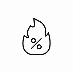 hot discount flame icon sign vector