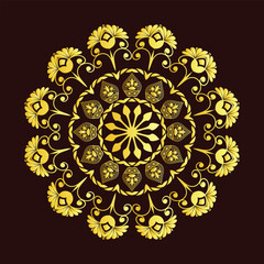 Ornamental Mandala Vector with Intricate Floral and Geometric Symmetry