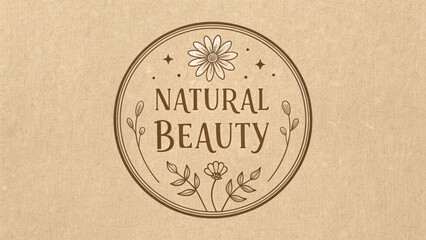 Obraz premium Natural Beauty Floral Emblem on Kraft Paper Keywords: natural beauty, natural, emblem, logo