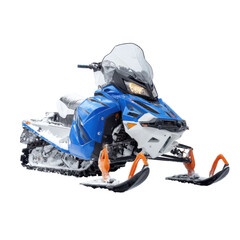 Snowmobile ready for adventure in a snowy landscape during winter season