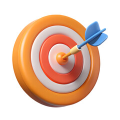 Blue dart hitting the bullseye of a colorful target