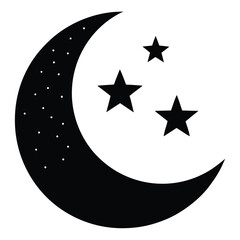 crescent moon with stars vector icon