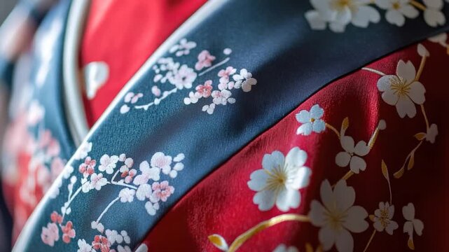 A close-up shot of a jacket with white flowers, suitable for use in fashion or lifestyle contexts