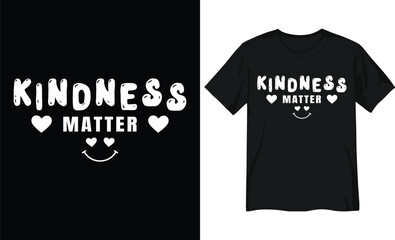 Bold KINDNESS MATTER Bubble Typography with Hearts and Smiley Face Vector