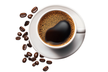 Fresh cup of coffee isolated on transparent background