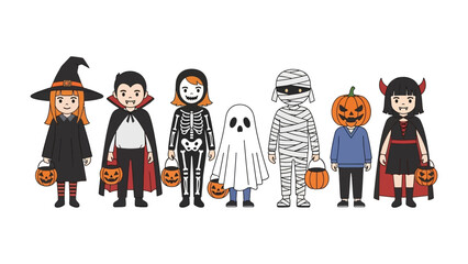 Halloween Costume Parade: A vibrant collection of diverse individuals showcase the iconic outfits, each embodying the playful spirit of the spooky celebration with artistry and imagination.