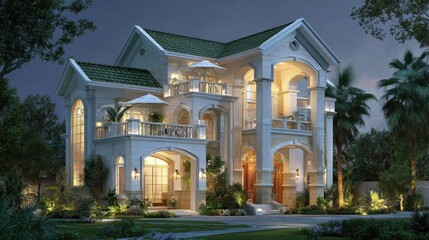 Luxury mansion at night