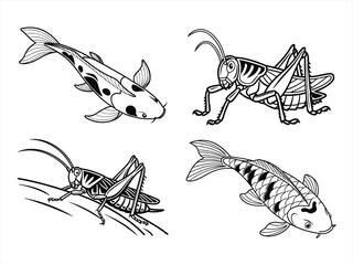 coloring page line art the sea fan black vector bundle