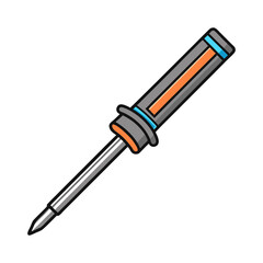 Fototapeta premium Screwdriver with Orange and Gray Handle isolated on transparent background. Tool Illustration in Technical Drawing Style. Diagonal Graphic Design Icon.