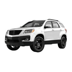 Fototapeta premium Sporty white SUV with black accents parked on a clear day in a sunny location