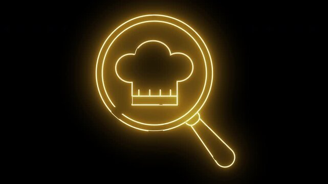 magnifying glass icon and chef's hat icon