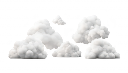 A serene collection of fluffy white clouds floating against a bright white backdrop. creating a calming atmosphere. ideal for use in backgrounds or artistic projects