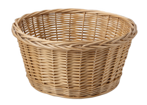 Basket wicker isolated on a transparent background.