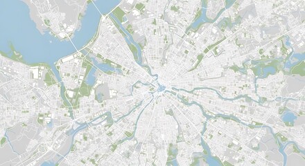 Obraz premium Aerial view of a city map with waterways and green spaces, showcasing urban planning and infrastructure from above world tourism day background