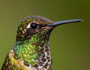 Close-up of a hummingbird's head