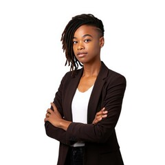 Woman with Dreadlocks Wearing a Dark Brown Blazer jacket