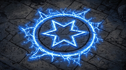 蒼光に輝く古代魔法陣