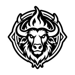 Glyph style icon showing a buffalo mascot