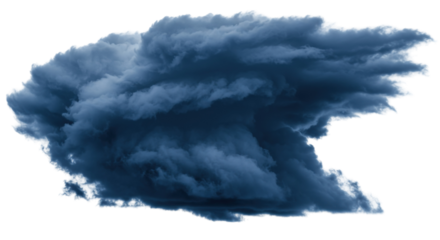 Dramatic storm cloud PNG isolated on transparent background, dark ominous weather formation for compositing and design use