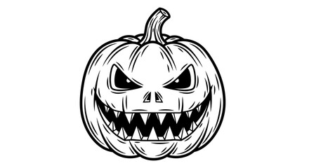 Eerie Halloween pumpkin with menacing grin, perfect for spooky season promotions and ghoulish event invitations with a touch of vintage horror