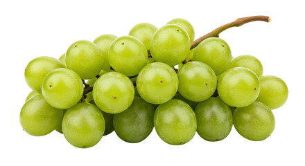 Fresh green grapes isolated on transparent background, healthy fruit for snacks and desserts