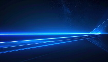 Abstract Blue Light Trails Streaking Across Starry Night Sky.