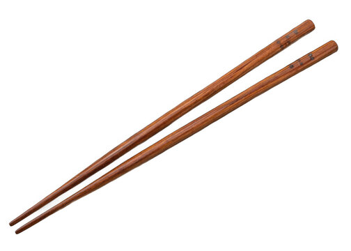  wooden chopsticks isolated on a transparent background.