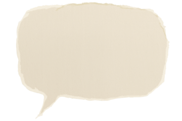 Brown paper bubble. Blank brown cut out cardboard paper speech bubble. Png transparency