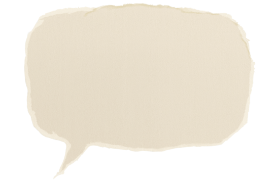 Brown paper bubble. Blank brown cut out cardboard paper speech bubble. Png transparency