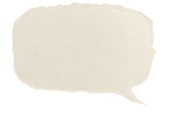Brown paper bubble. Blank brown cut out cardboard paper speech bubble. Png transparency