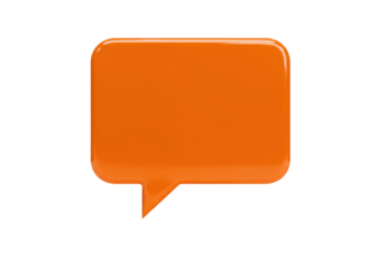 Orange speech bubble PNG isolated on transparent background, communication and message icon for social media and web design
