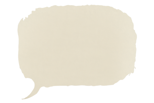 Brown paper bubble. Blank brown cut out cardboard paper speech bubble. Png transparency