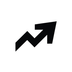 Black arrow showing upward trend and growth