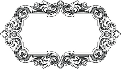 Antique ornamental frame, vintage decorative border, baroque style illustration, classic engraving art, luxury ornate template, retro design element, vector artwork