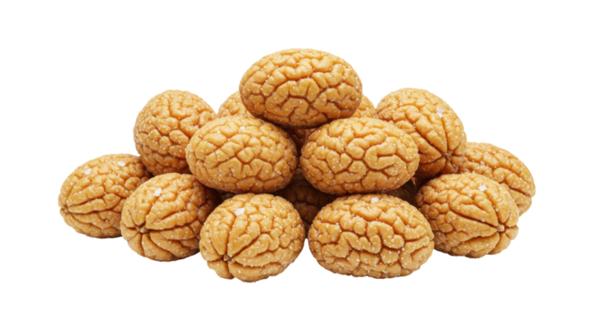 Pile of til ladoo isolated on transparent background, Indian sweet balls made of sesame seeds and jaggery for Makar Sankranti festival