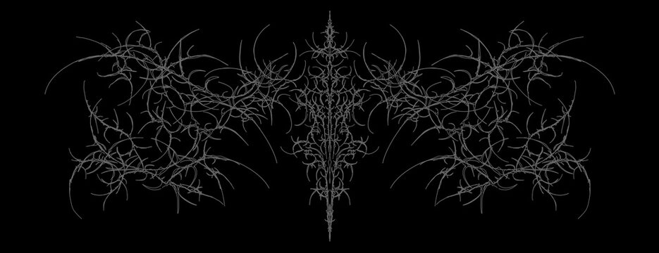 Cyber sigilism ornamental aggressive symmetrical shapes vector design for tattoo, emo and gothic fashion dark aesthetics print element