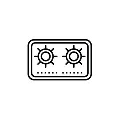 Simple line art icon of a two burner gas stove top
