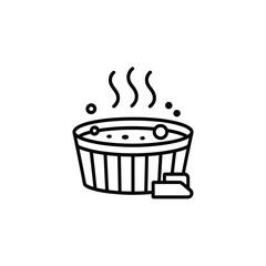 Simple line art icon of a steaming hot tub