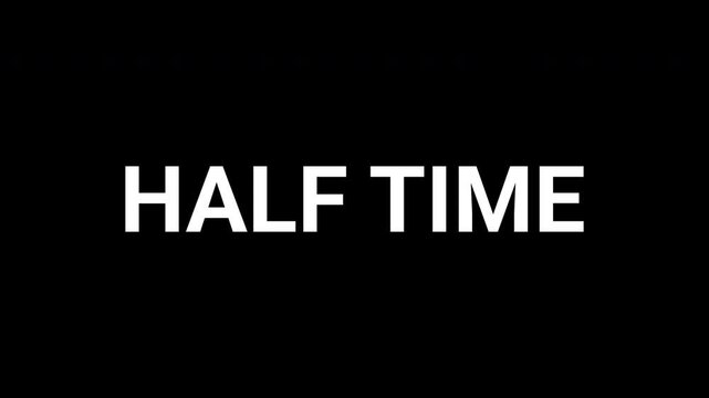 Halftime transition animation with abstract geometric shapes and text reveal effect. 4k text animated video