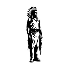 Obraz premium Native American silhouette wearing traditional feather headdress and attire during a cultural celebration